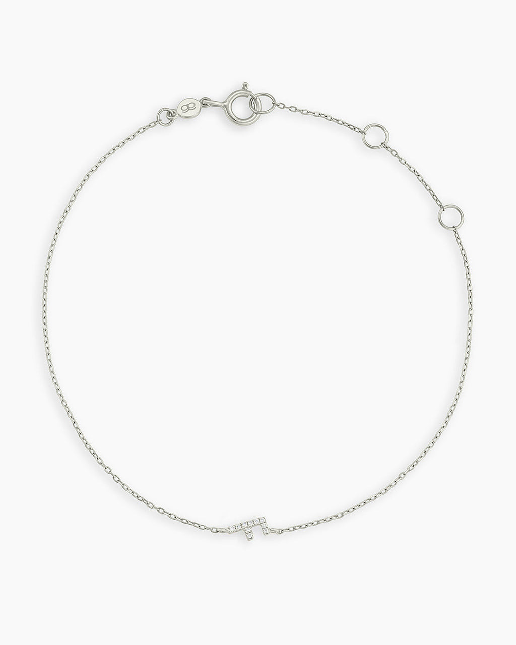 Diamond Pavé Alphabet Bracelet #F || option::14K Solid White Gold, F