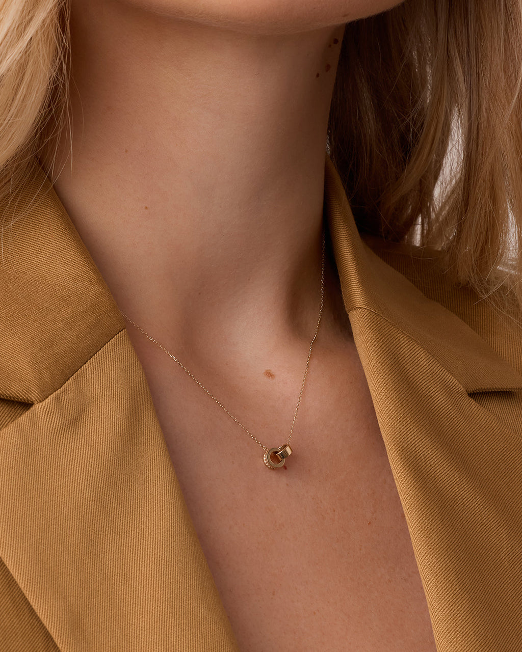 Diamond Bond Interlocking Rose Necklace || option::14K Solid Gold, Set