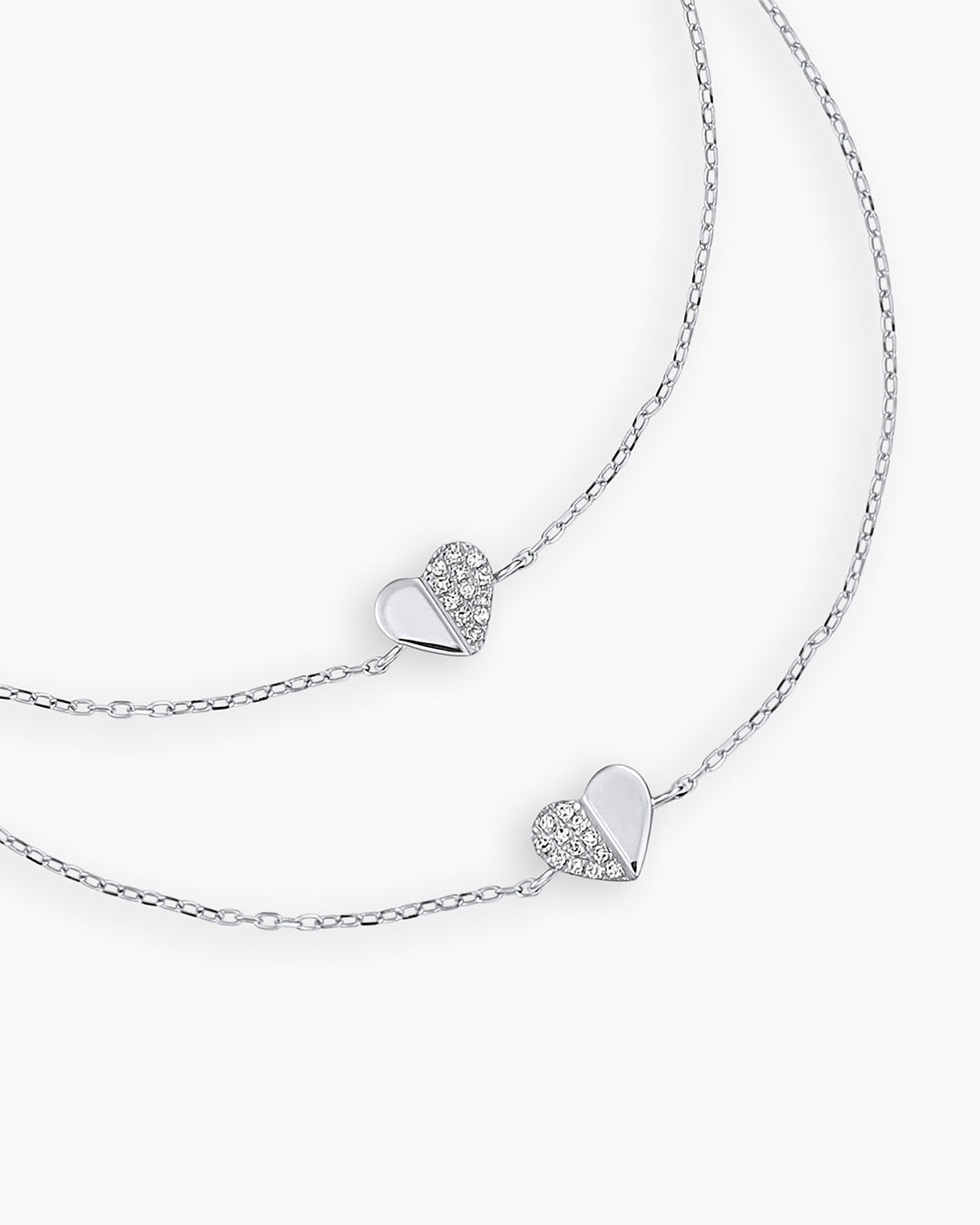Diamond Bond Bracelet || option::14K Solid White Gold, Set