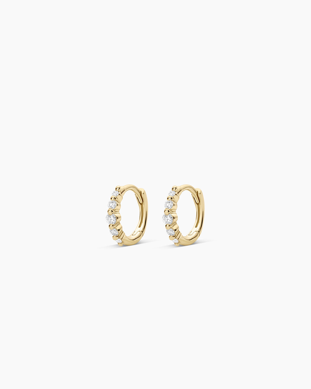 Elle Diamond Row Huggies || option::14K Solid Gold