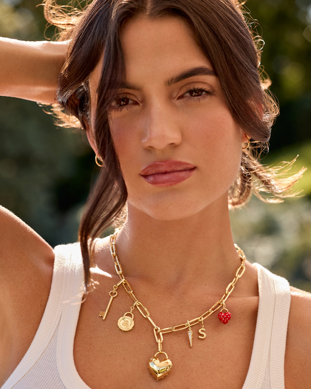 Shimmer Dagger Parker Charm || option::18K Gold Plated || set::heart-key-statement-charm-stl