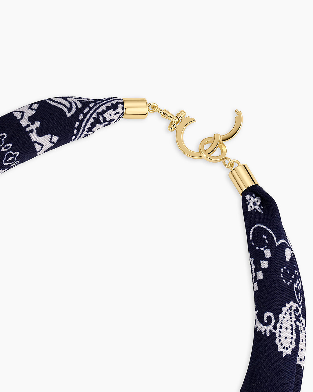 Paisley Bandana Pearl Necklace || option::18K Gold Plated, Navy