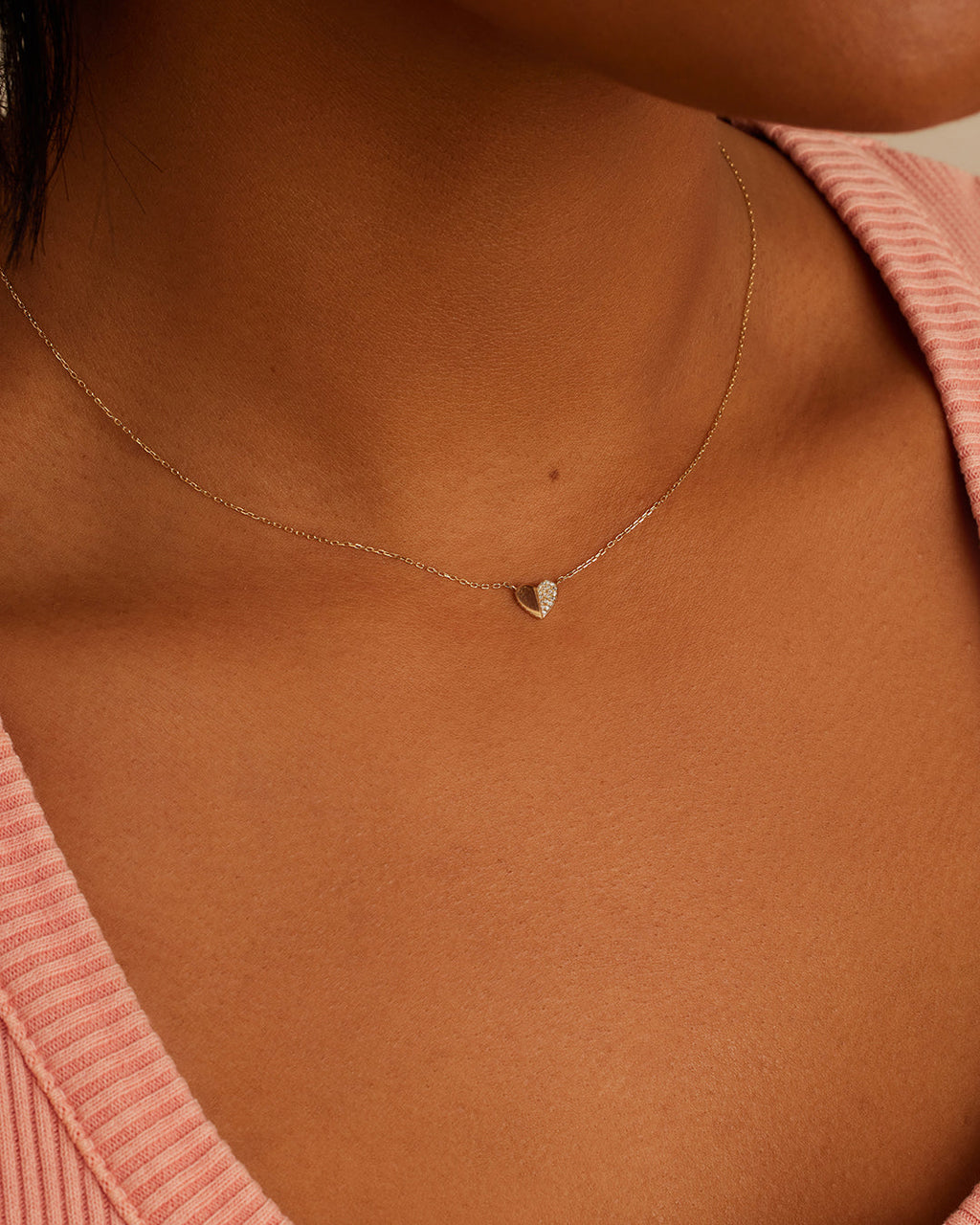 Diamond Bond Necklace || option::14K Solid Gold, Single - Diamonds Right