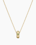 14K Gold Birthstone Halo Charm Necklace || option::14K Solid Gold, Peridot - August