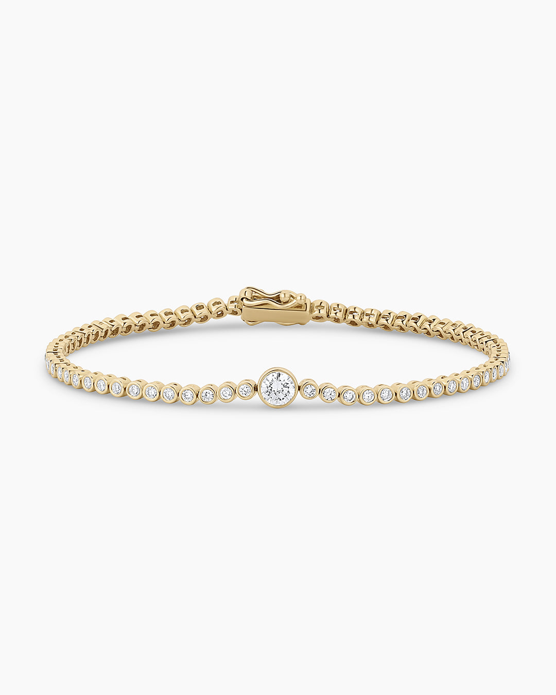 Lab Grown Diamond Circle Charm Tennis Bracelet || option::14K Solid Gold, 7 in.