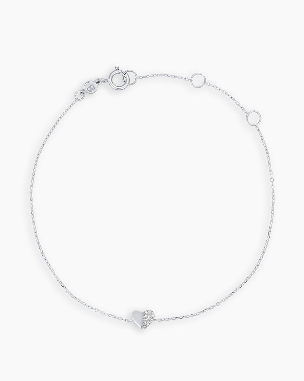 Diamond Bond Bracelet || option::14K Solid White Gold, Single - Diamonds Right