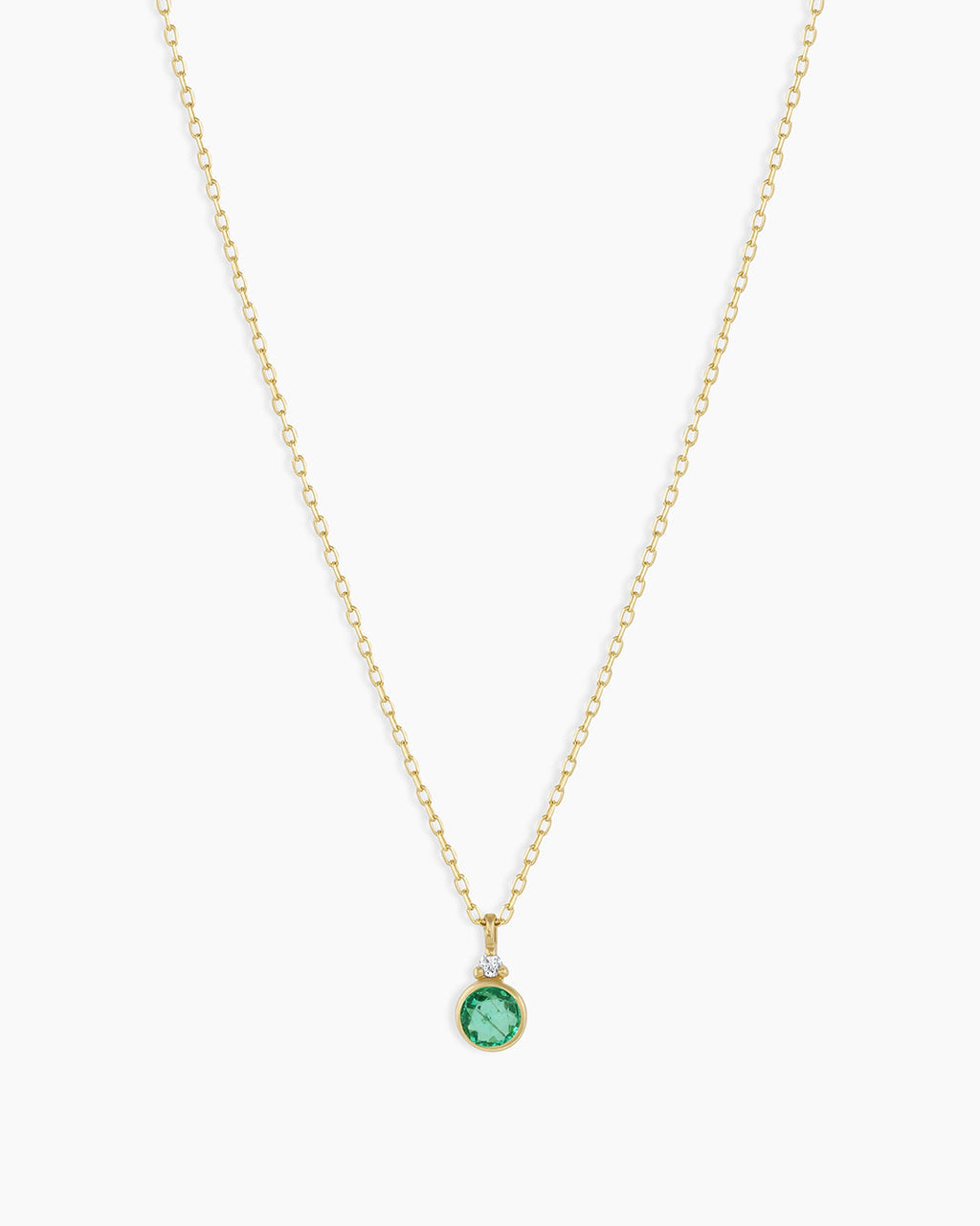 Emerald Birthstone Necklace Birthstone Necklace  || option::14K Solid Gold, Emerald - May