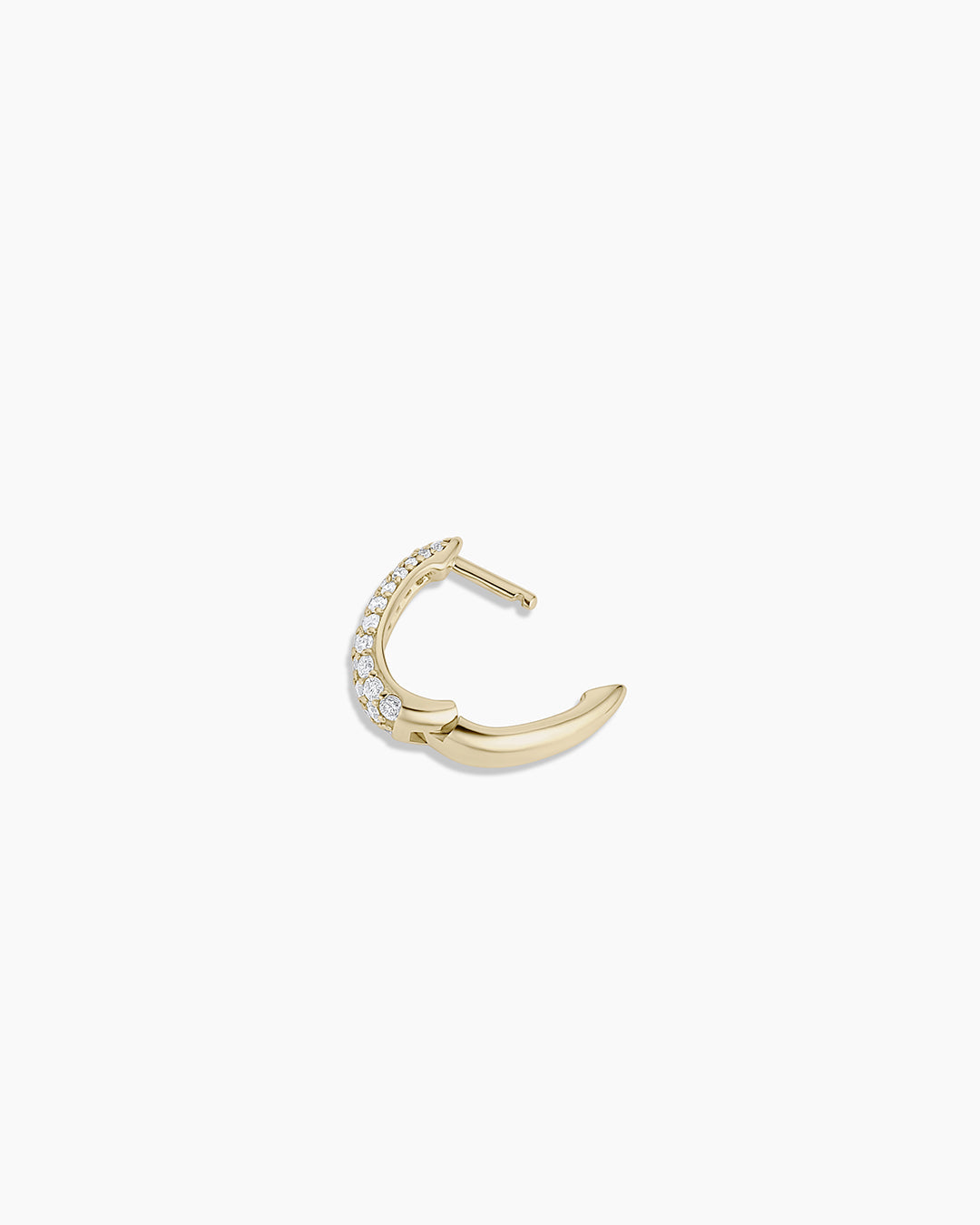 Diamond Banks Single Huggie || option::14K Solid Gold, 11mm