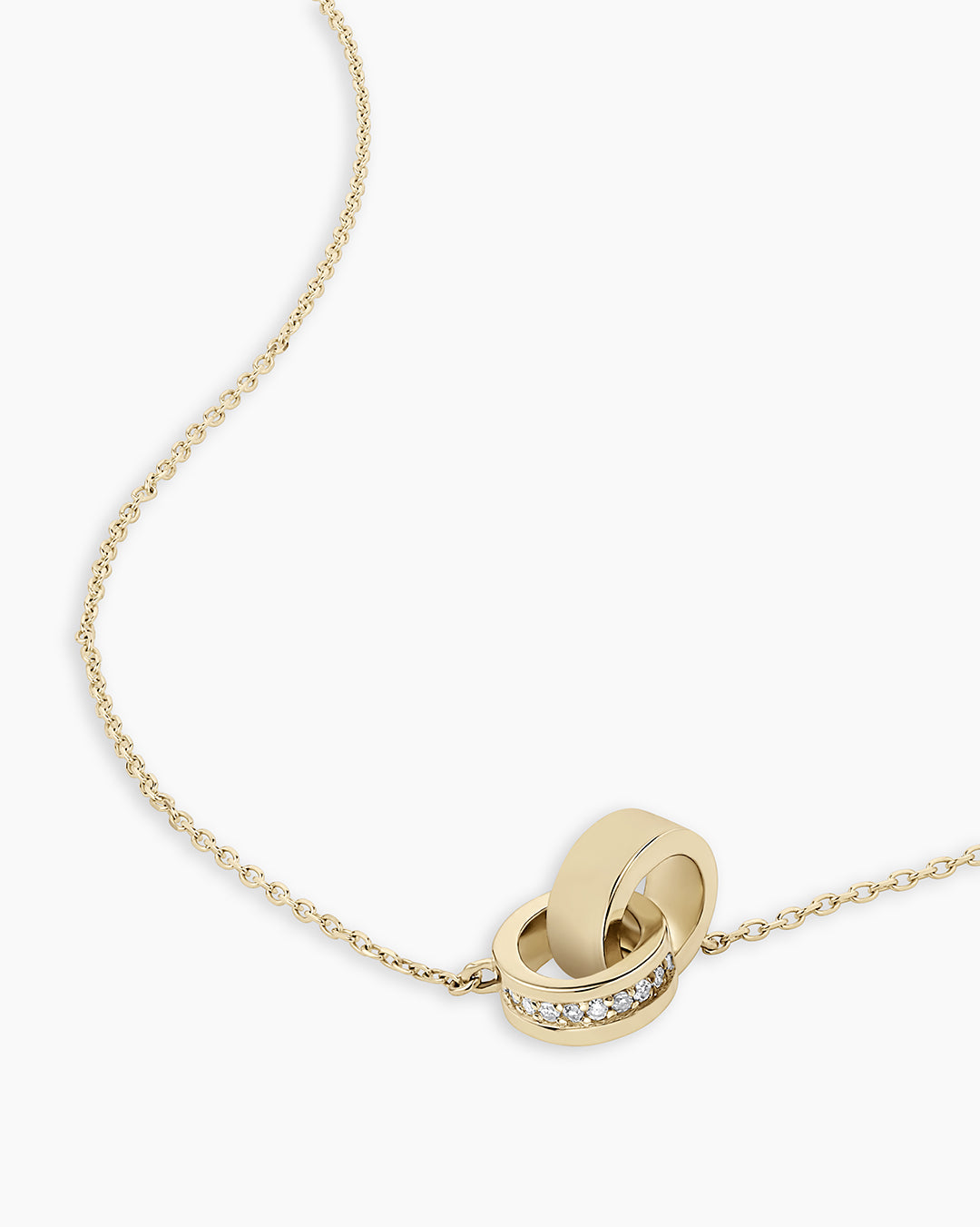 Diamond Bond Interlocking Rose Necklace || option::14K Solid Gold, Single
