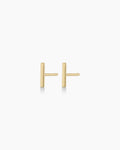 Woman wearing Rose Bar Stud || option::14K Solid Gold