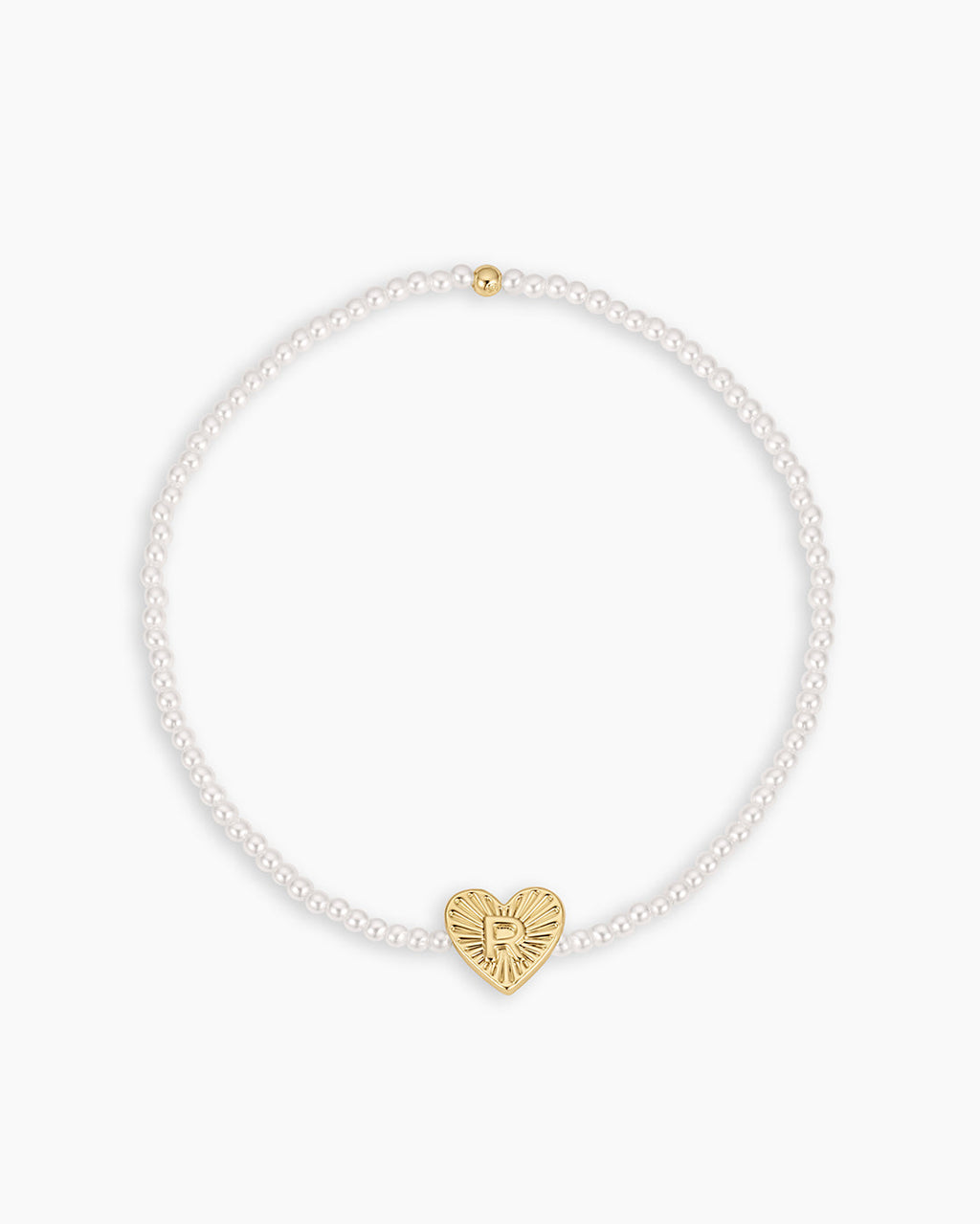 Pearl Vintage Heart Alphabet Bracelet || option::18K Gold Plated, R