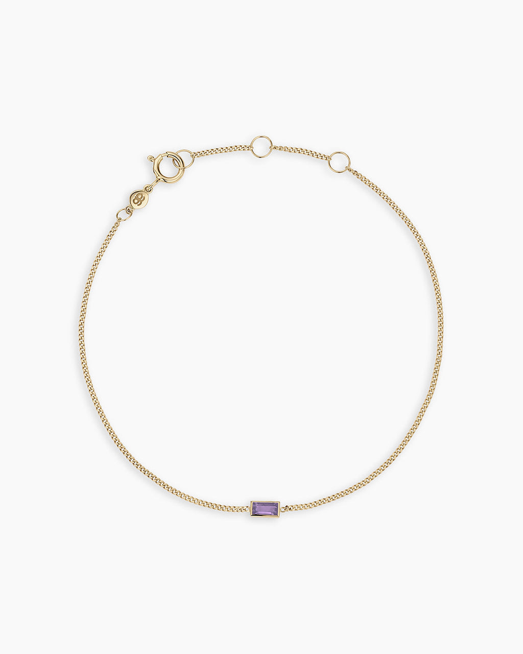 x14K Gold Wilder Birthstone Bracelet || option::14K Solid Gold, Amethyst - February