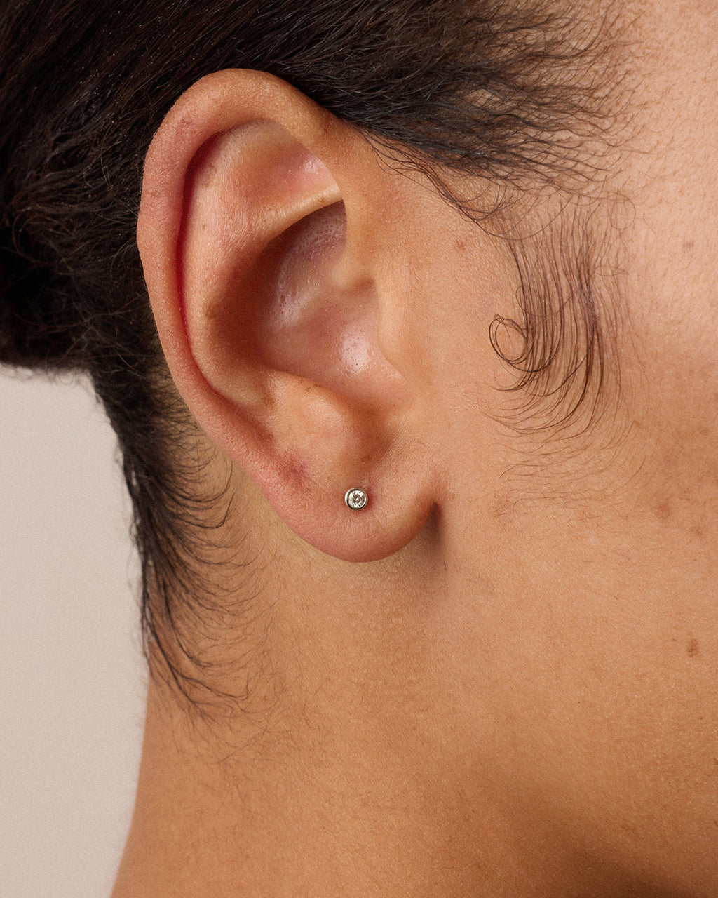Classic Diamond Flat Back Studs || option::14K Solid White Gold