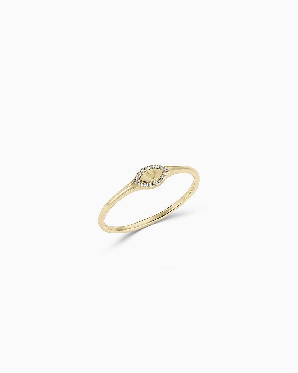 Diamond Love Signet Ring || option::14K Solid Gold