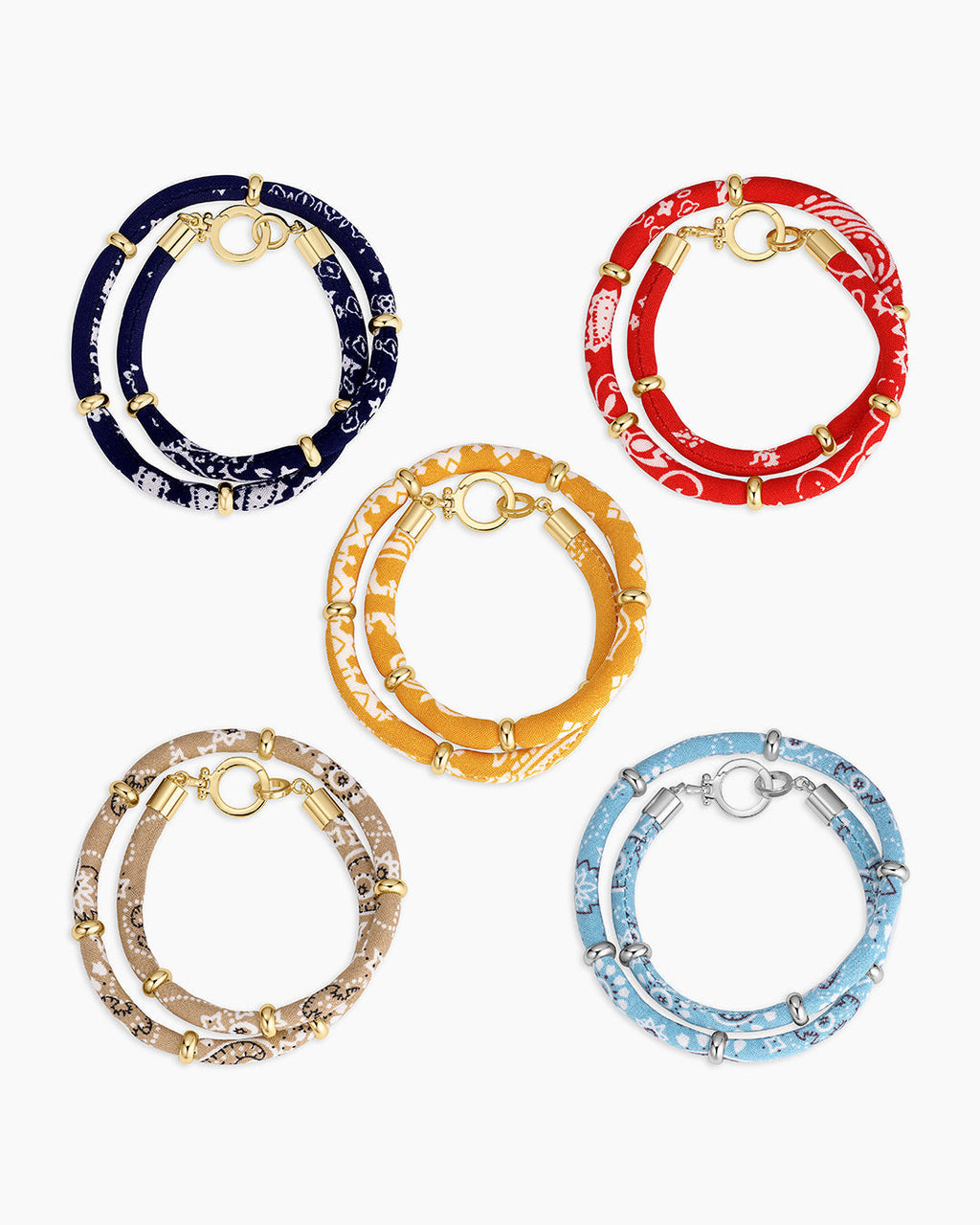 Paisley Bandana Wrap Bracelet || option::18K Gold Plated, Navy