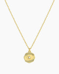 Birthstone Coin Necklace || option::18K Gold Plated, Pearl - June