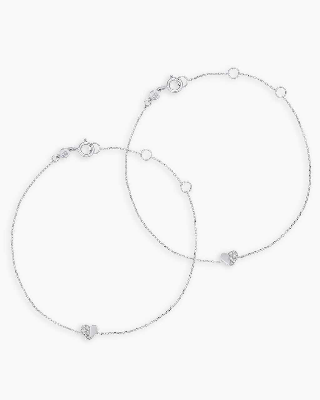 Diamond Bond Bracelet || option::14K Solid White Gold, Set