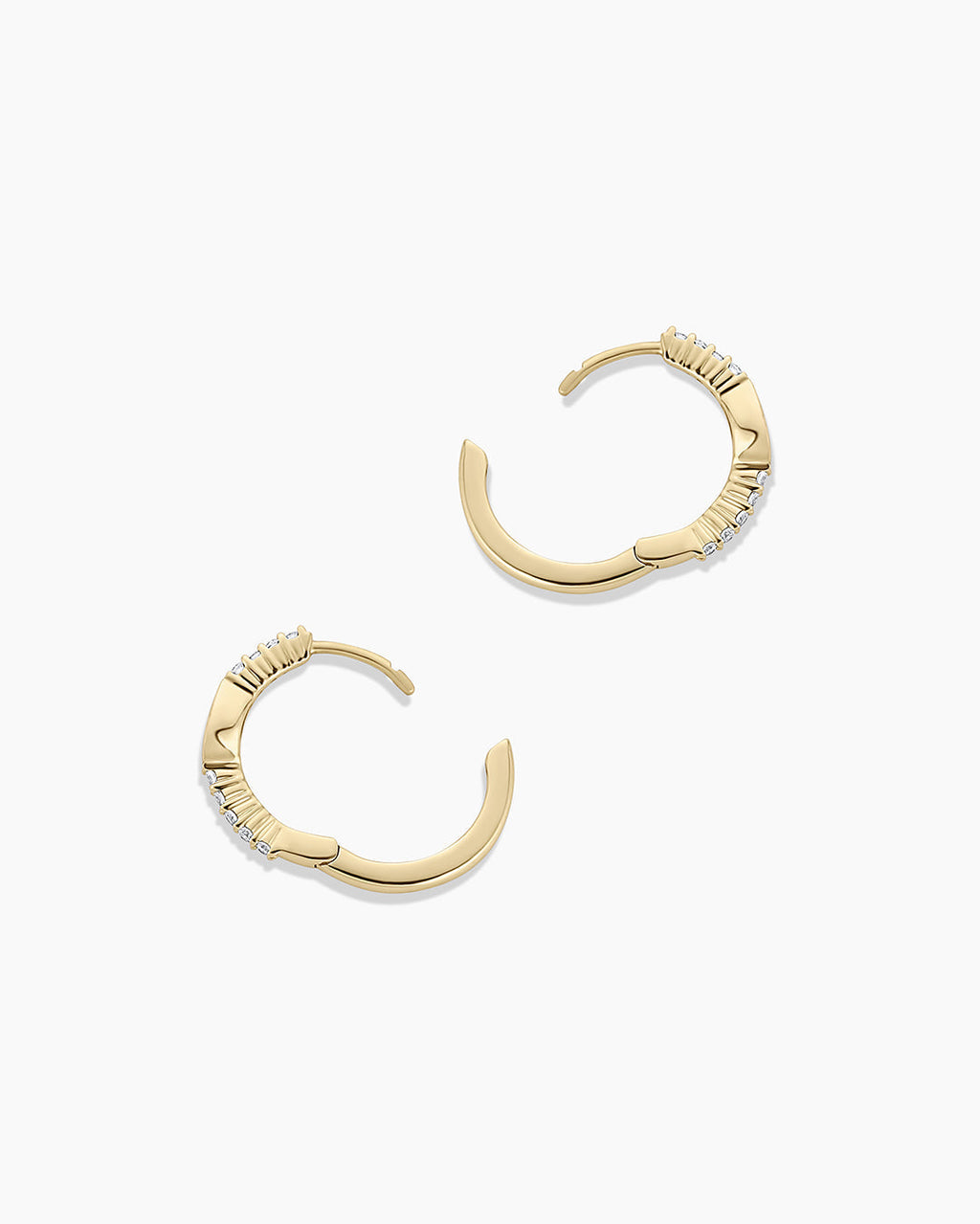 Lab Grown Diamond Pear Charm Huggies || option::14K Solid Gold