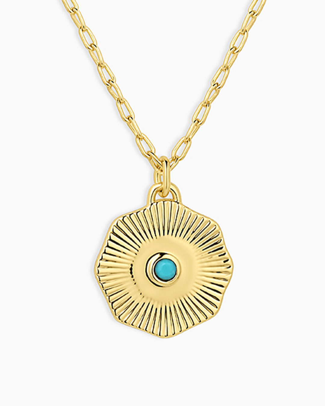 Birthstone Coin Necklace || option::18K Gold Plated, Turquoise - December