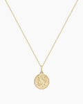 Diamond Zodiac Coin Charm Necklace || option::14K Solid Gold, Pisces