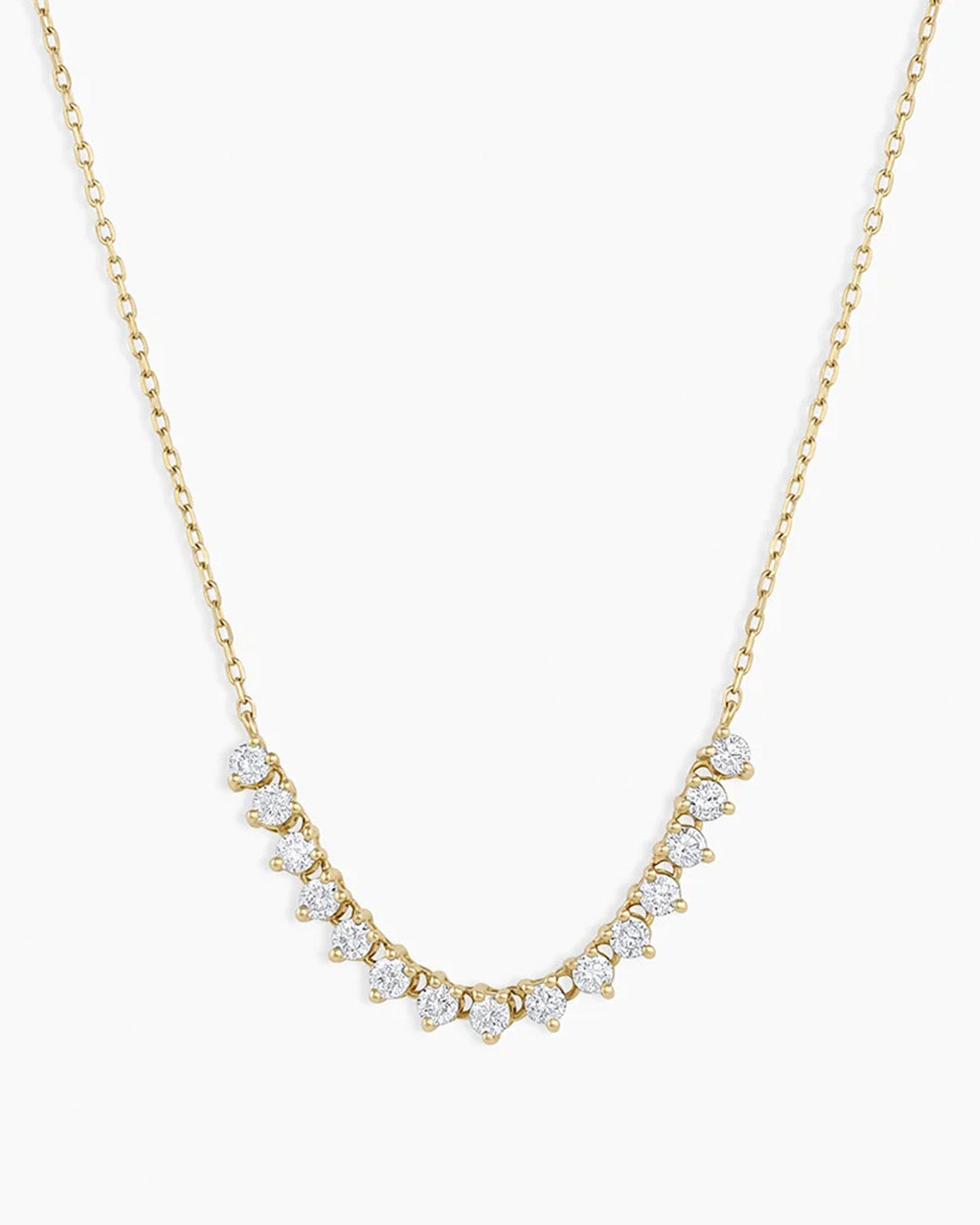Diamond Cluster Row Necklace || option::14K Solid Gold