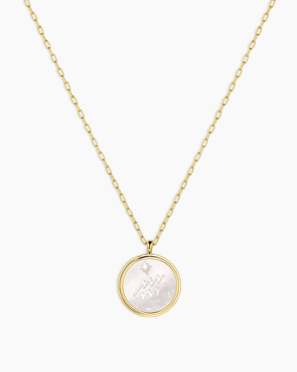 Zodiac Necklace - Aquarius, Astrology Coin Necklace, Aquarius Necklace || option::18K Gold Plated, Aquarius