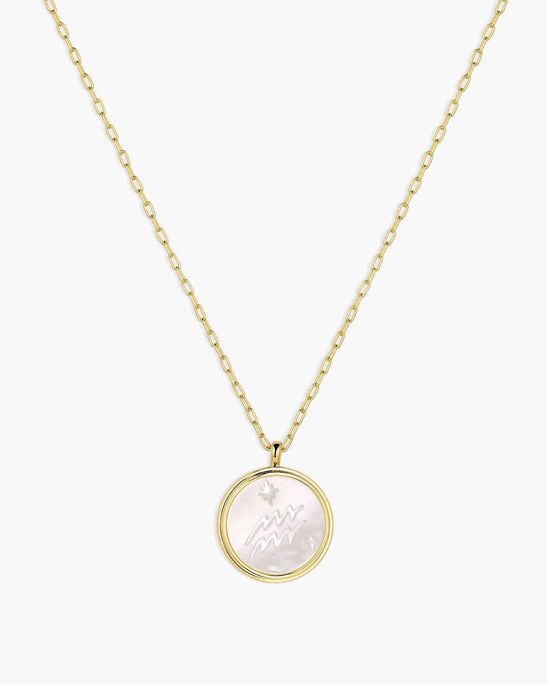 Zodiac Necklace - Aquarius, Astrology Coin Necklace, Aquarius Necklace || option::18K Gold Plated, Aquarius