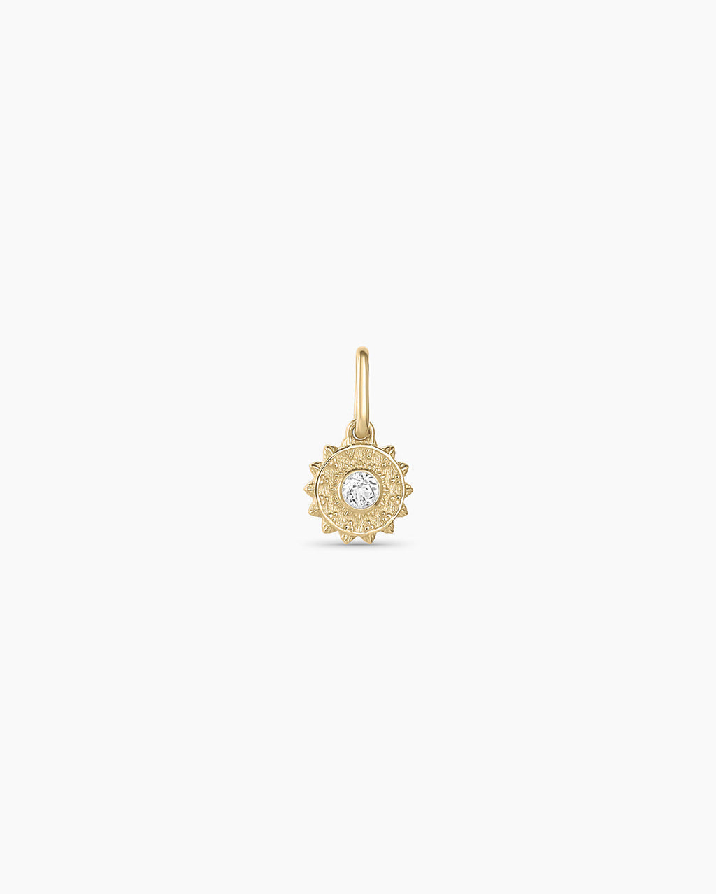 Sun Birthstone Charm || option::14K Solid Gold, White Topaz - April