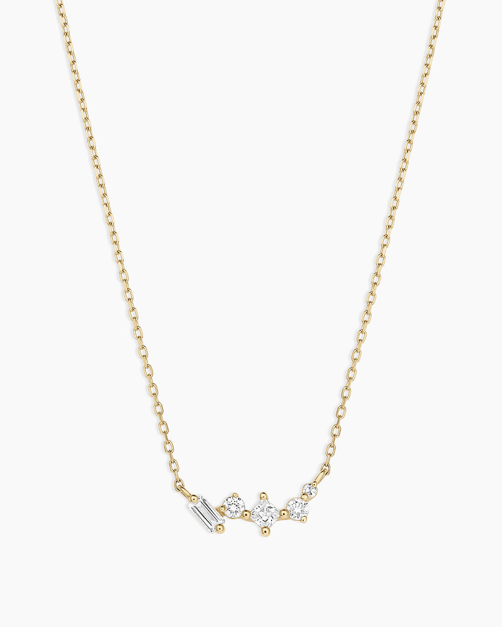 Diamond and White Sapphire Amara Cluster Necklace || option::14K Solid Gold