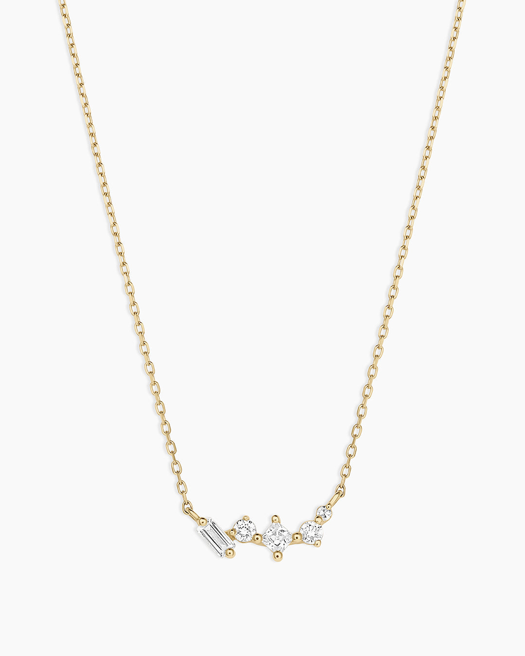 Diamond and White Sapphire Amara Cluster Necklace || option::14K Solid Gold