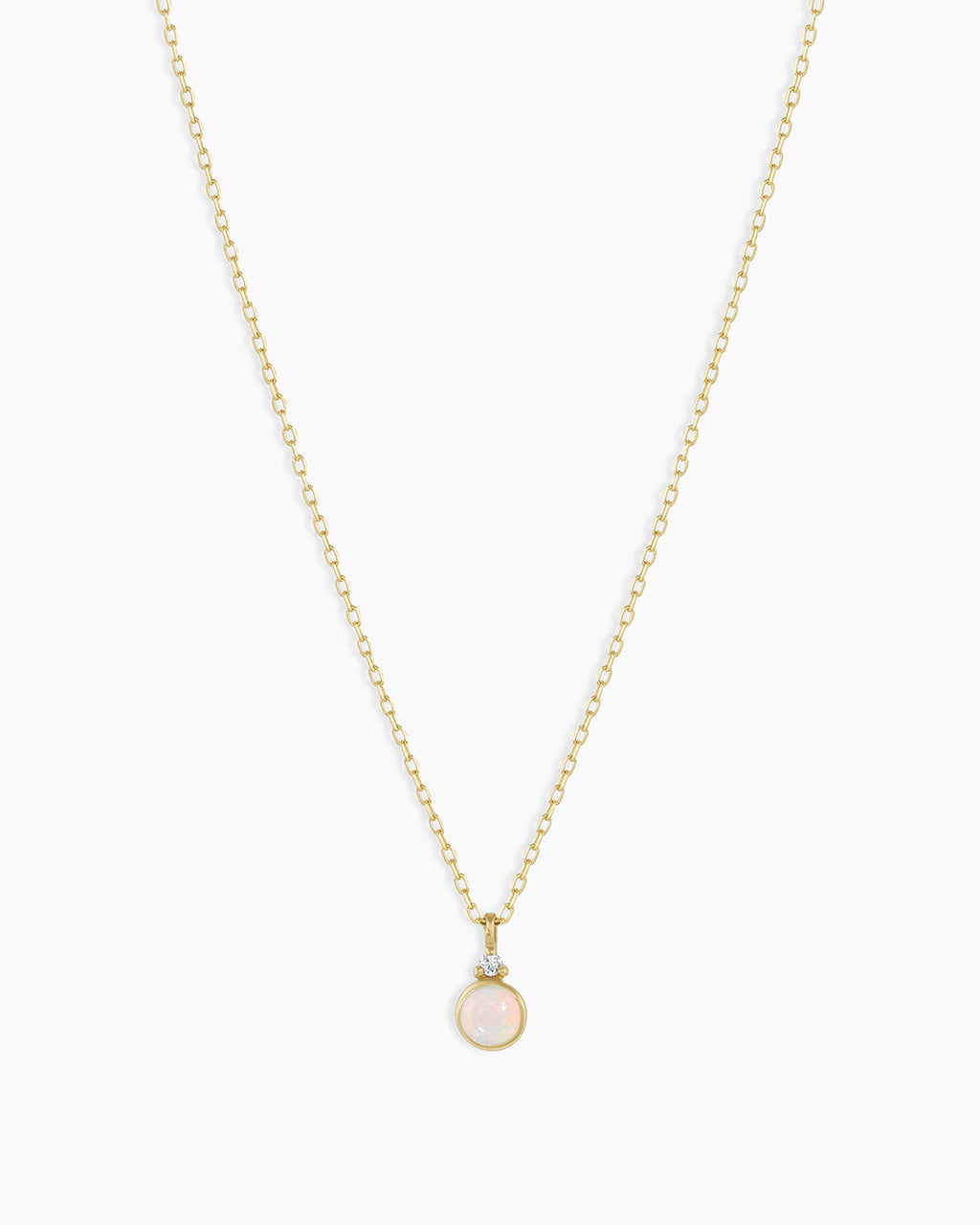 Opal Birthstone Necklace October Birthstone Necklace  || option::14K Solid Gold, Opal - October