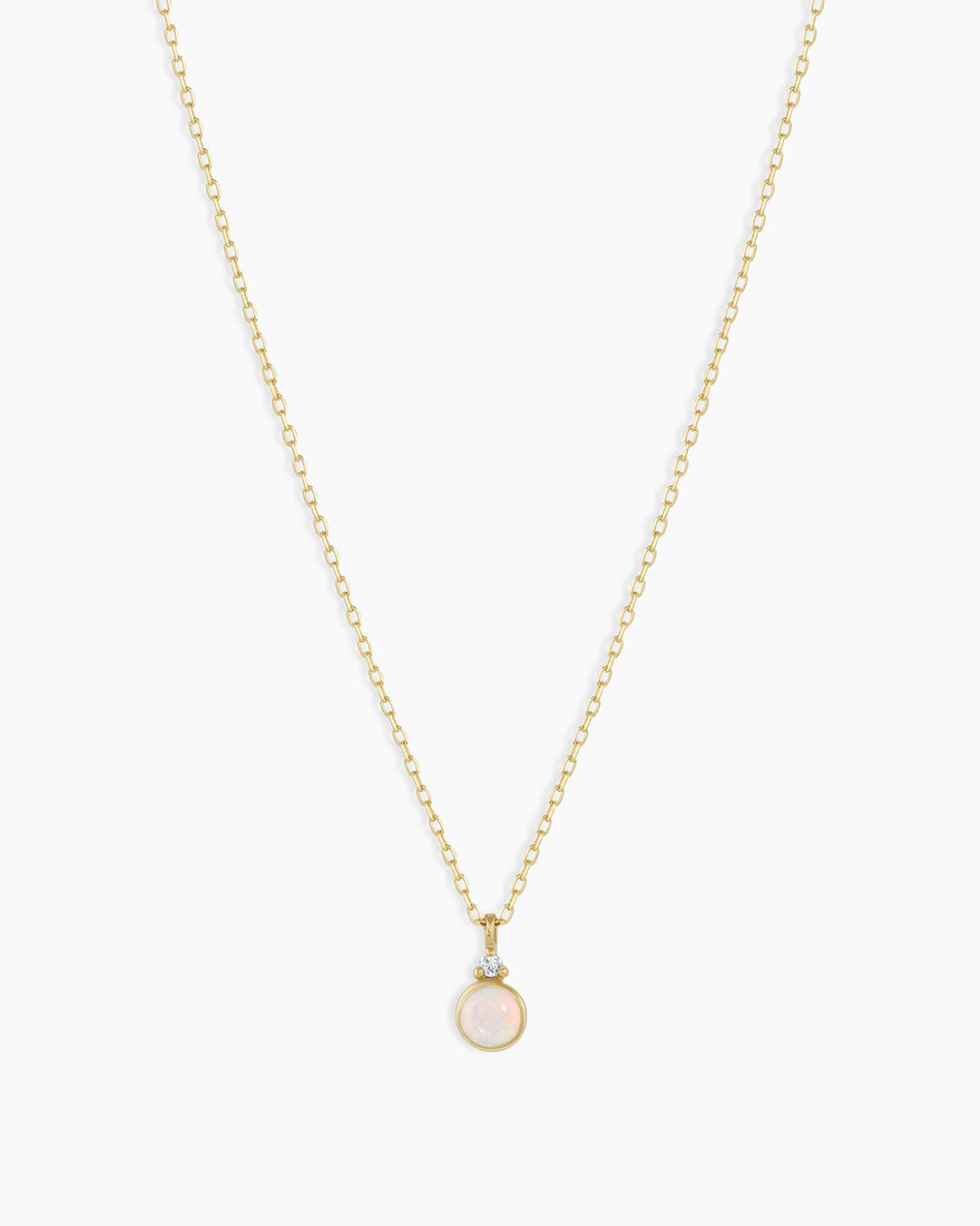 Opal Birthstone Necklace October Birthstone Necklace  || option::14K Solid Gold, Opal - October