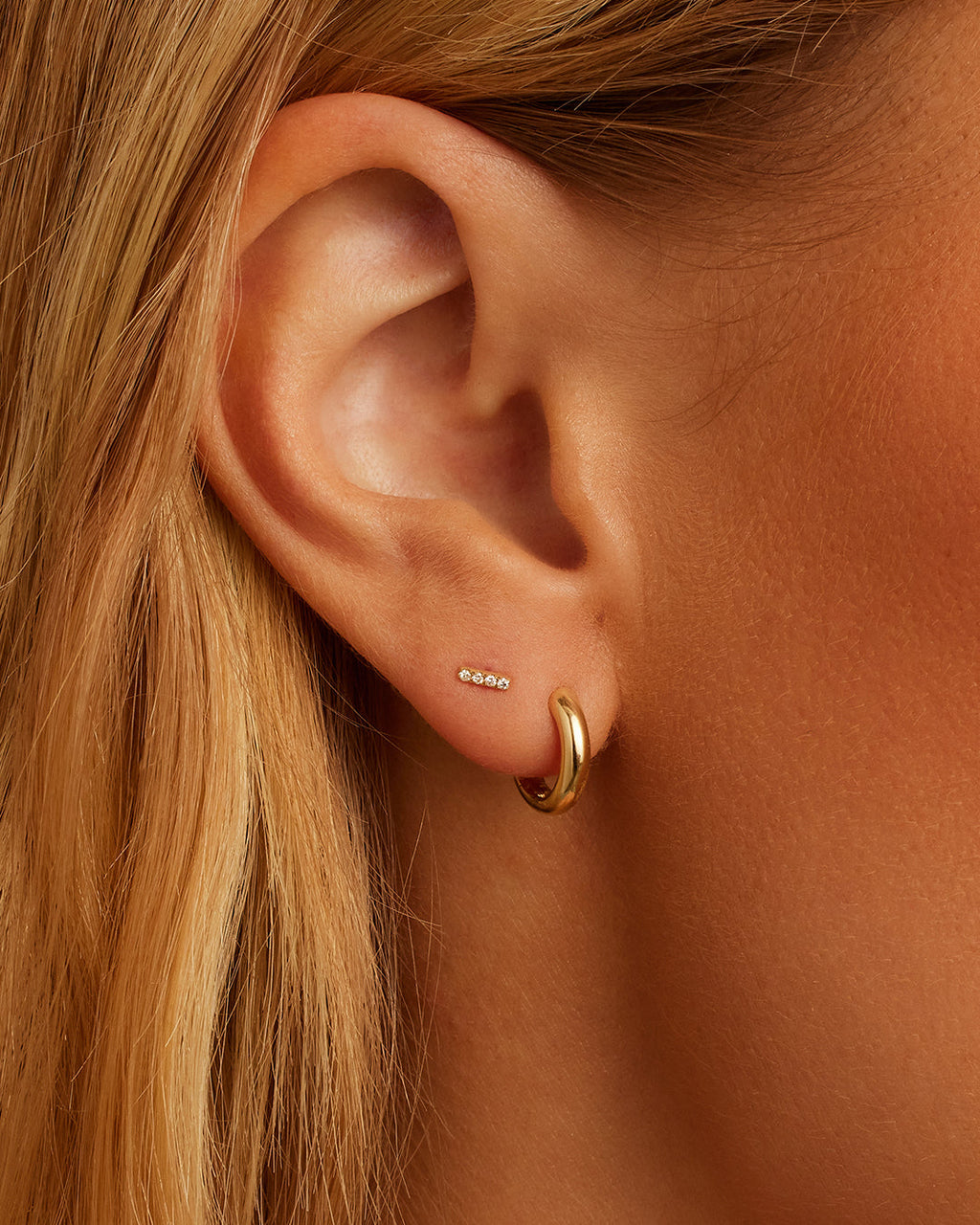 Diamond Pave Bar Flat Back Studs || option::14K Solid Gold
