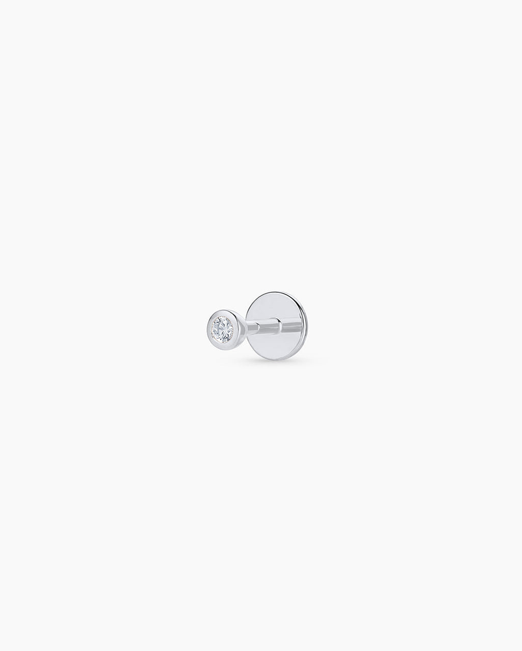 Classic Diamond Flat Back Single Stud || option::14K Solid White Gold