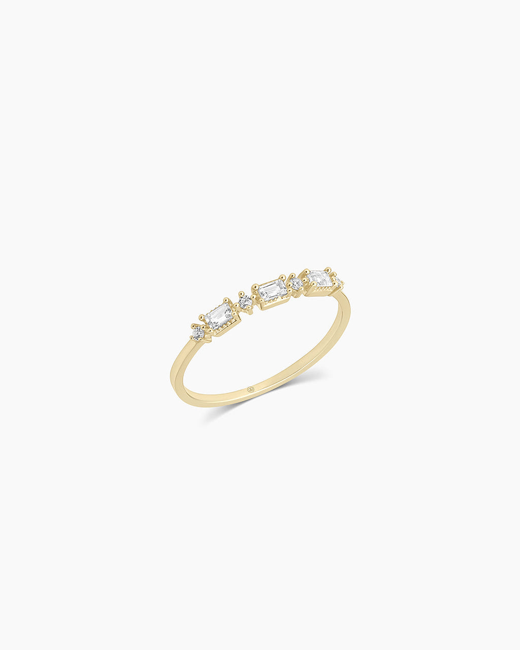 Baguette White Topaz andDiamond Ring || option::14K Solid Gold