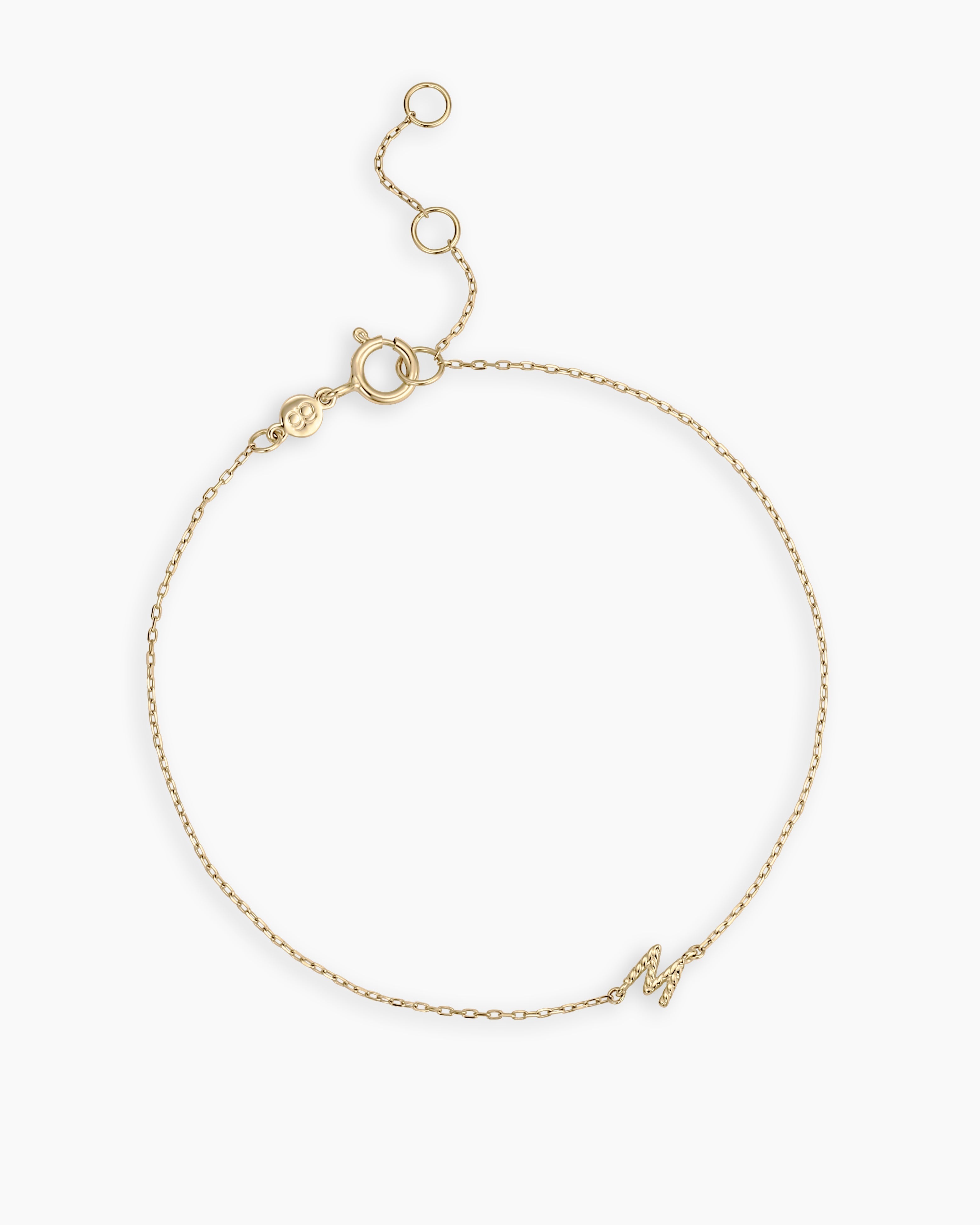 14k Gold Crew Alphabet Bracelet || option::14K Solid Gold, M