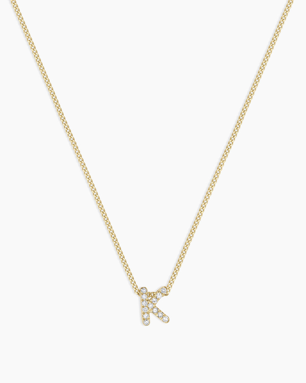 Diamond Alphabet Necklace || option::14K Solid Gold, K