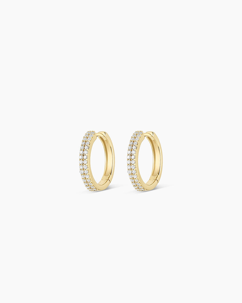 Diamond Double Down Huggies || option::14K Solid Gold, 13mm