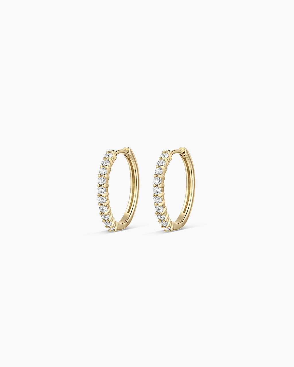 Diamond 15mm Hoops || option::14K Solid Gold