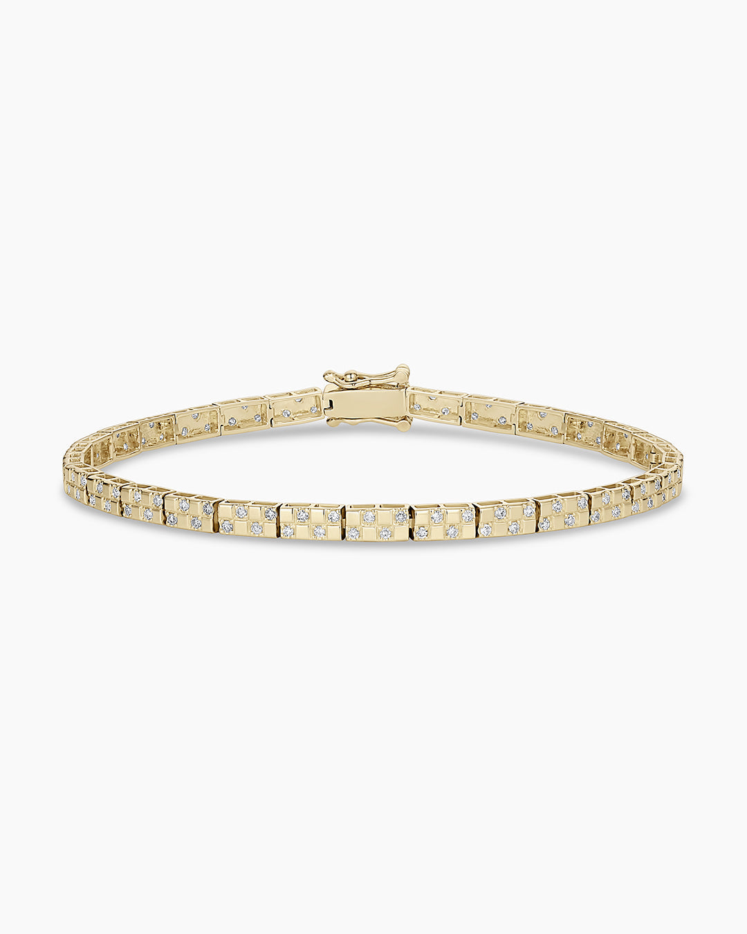 Diamond Checkered Tennis Bracelet || option::14K Solid Gold, 6 in.