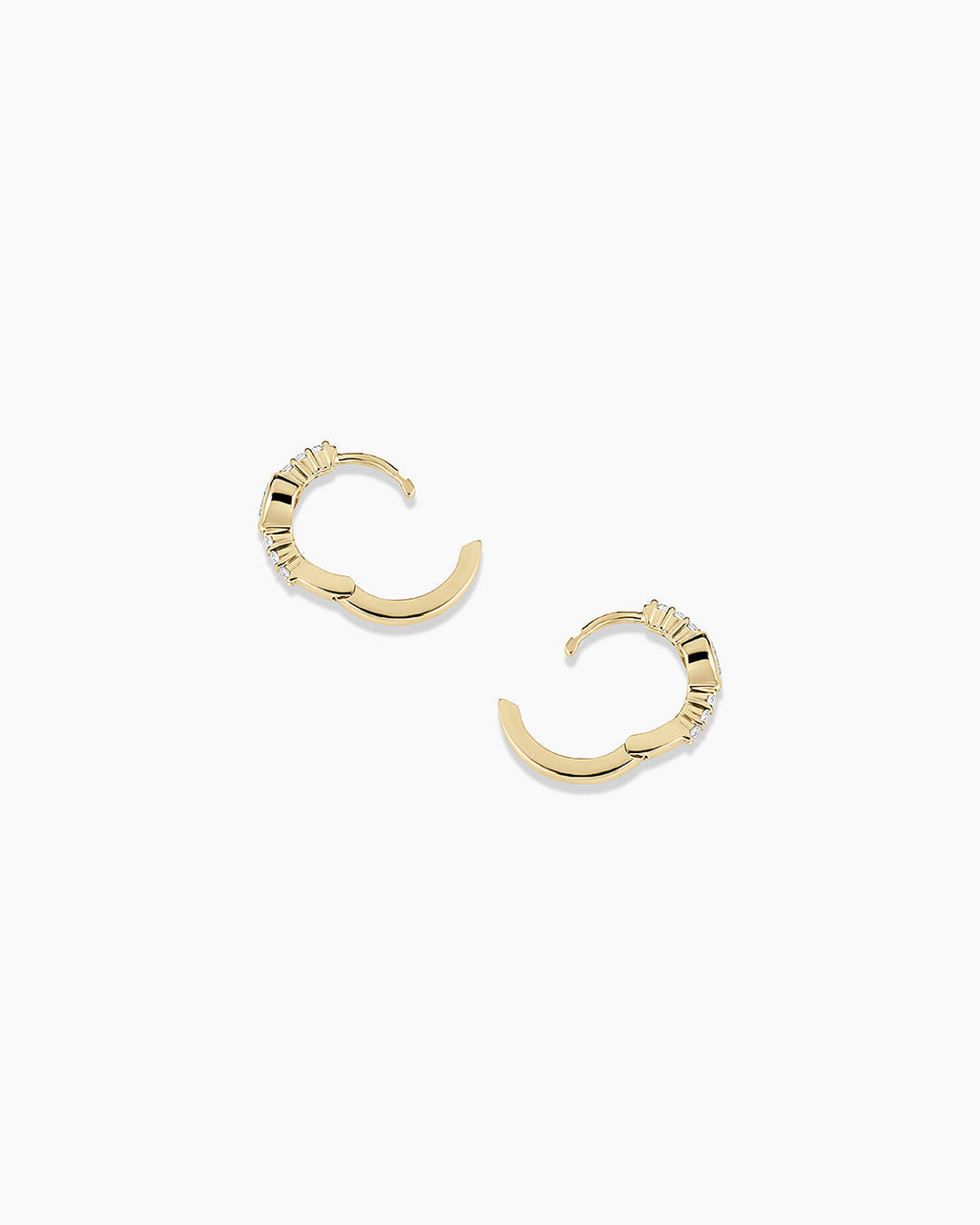 Lab Grown Diamond Heart Huggies || option::14K Solid Gold