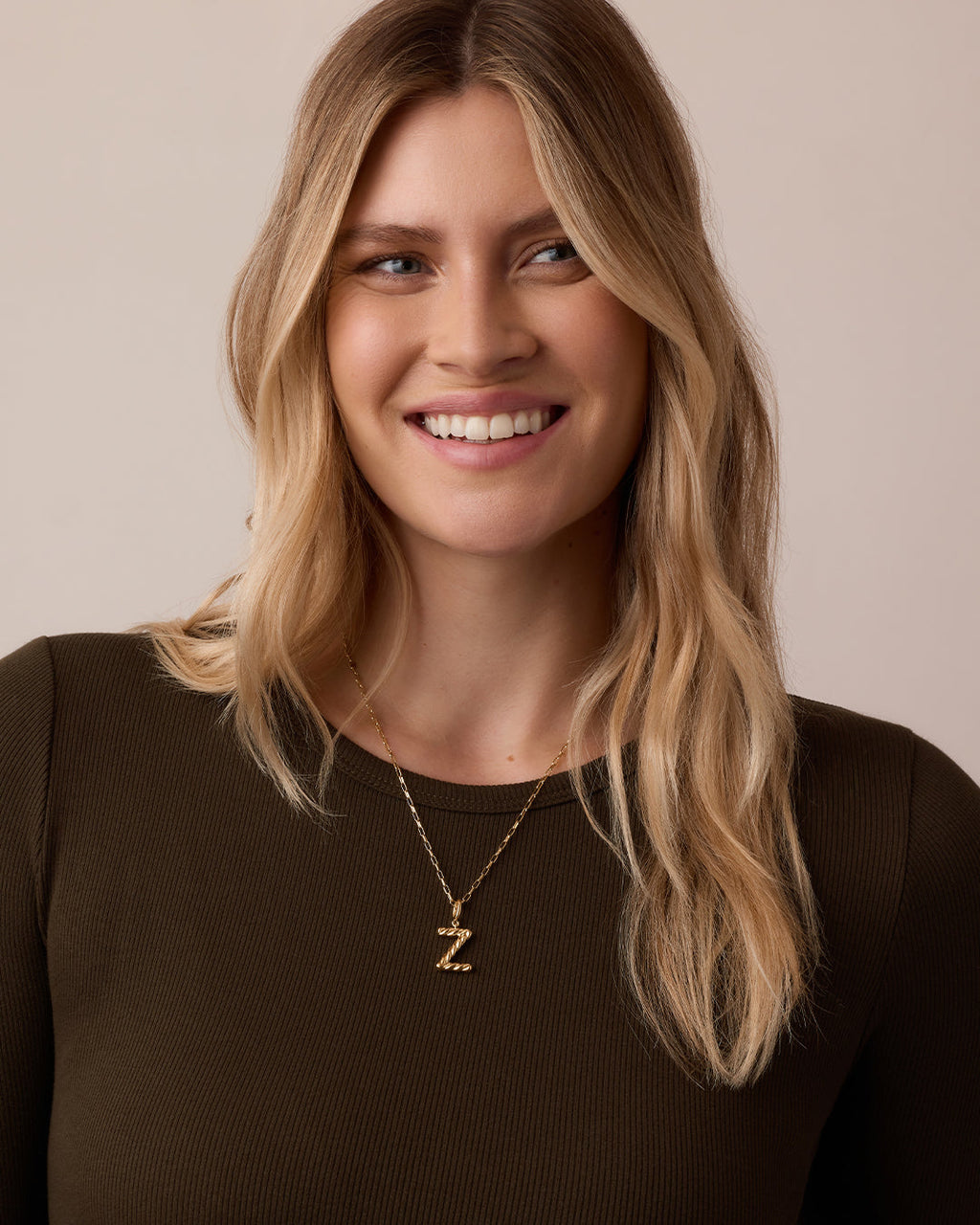 Crew Alphabet Statement Charm Necklace || option::18K Gold Plated, Z