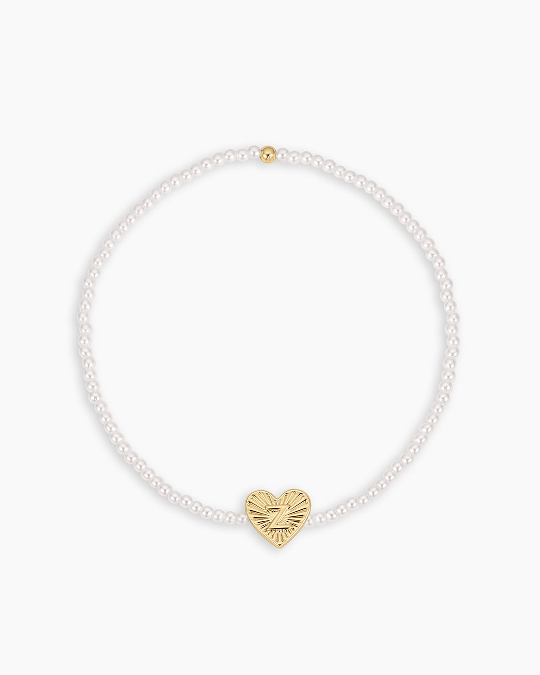 Pearl Vintage Heart Alphabet Bracelet || option::18K Gold Plated, Z