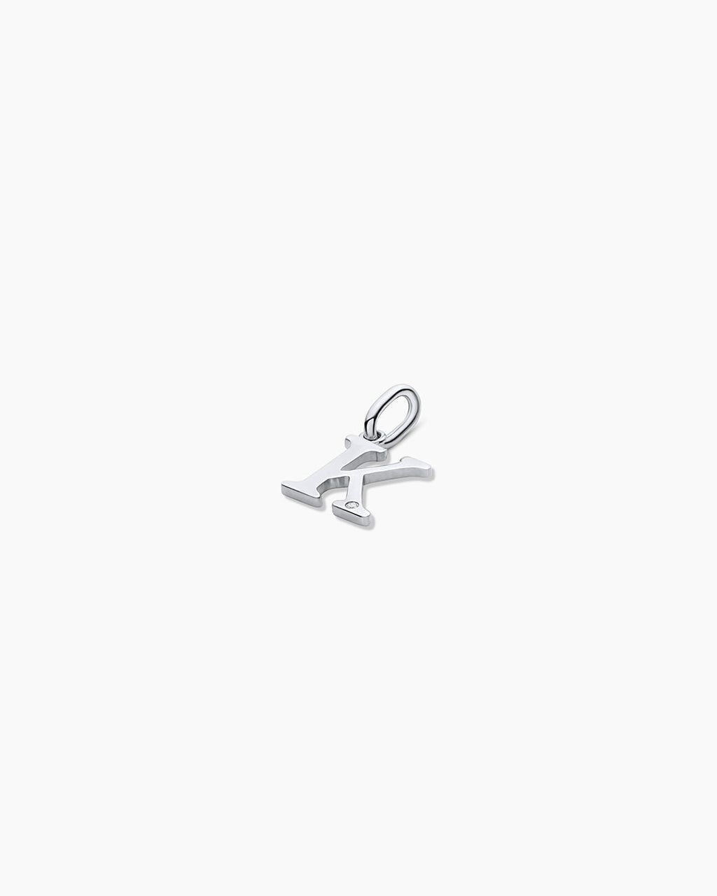 Diamond Vintage Alphabet Charm || option::14K Solid White Gold, K