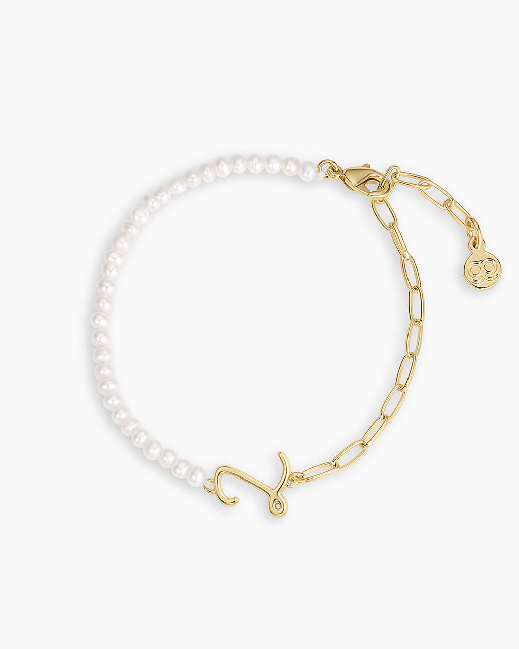 Lou Pearl Alphabet Bracelet || option::18K Gold Plated, Z