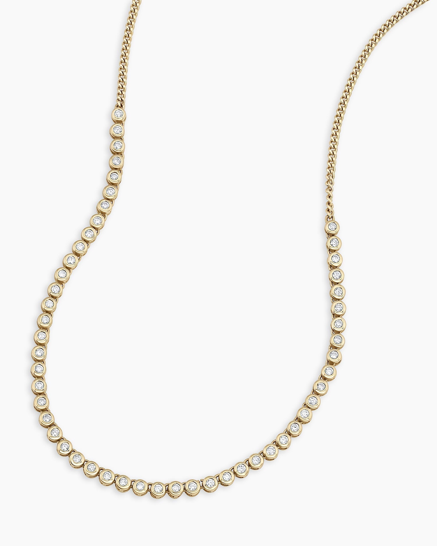 Classic Diamond Row Necklace || option::14K Solid Gold