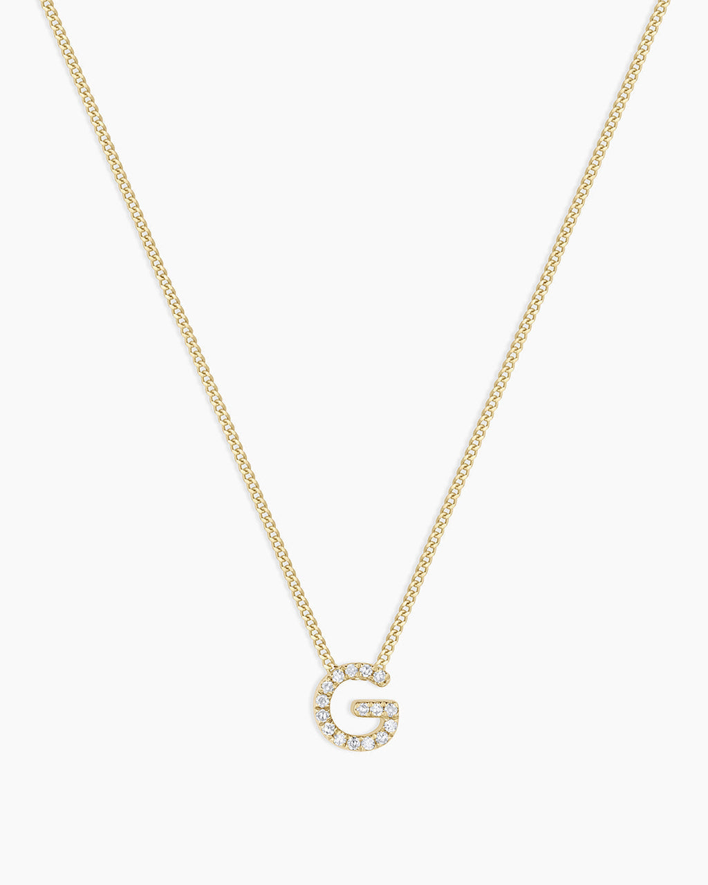 Diamond Alphabet Necklace || option::14K Solid Gold, G