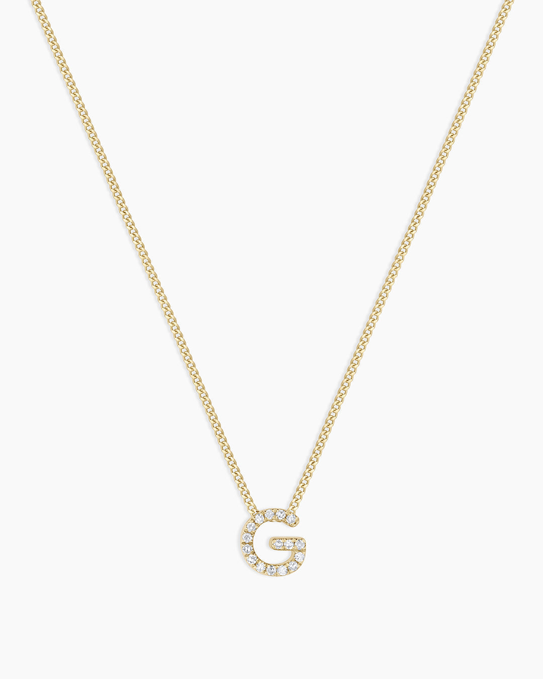 Diamond Alphabet Necklace || option::14K Solid Gold, G