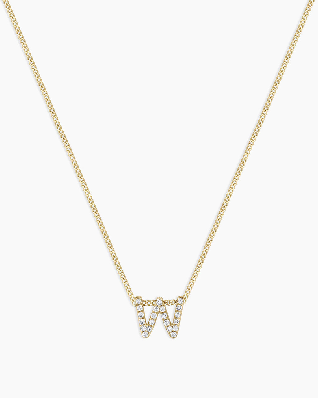 Diamond Alphabet Necklace || option::14K Solid Gold, W