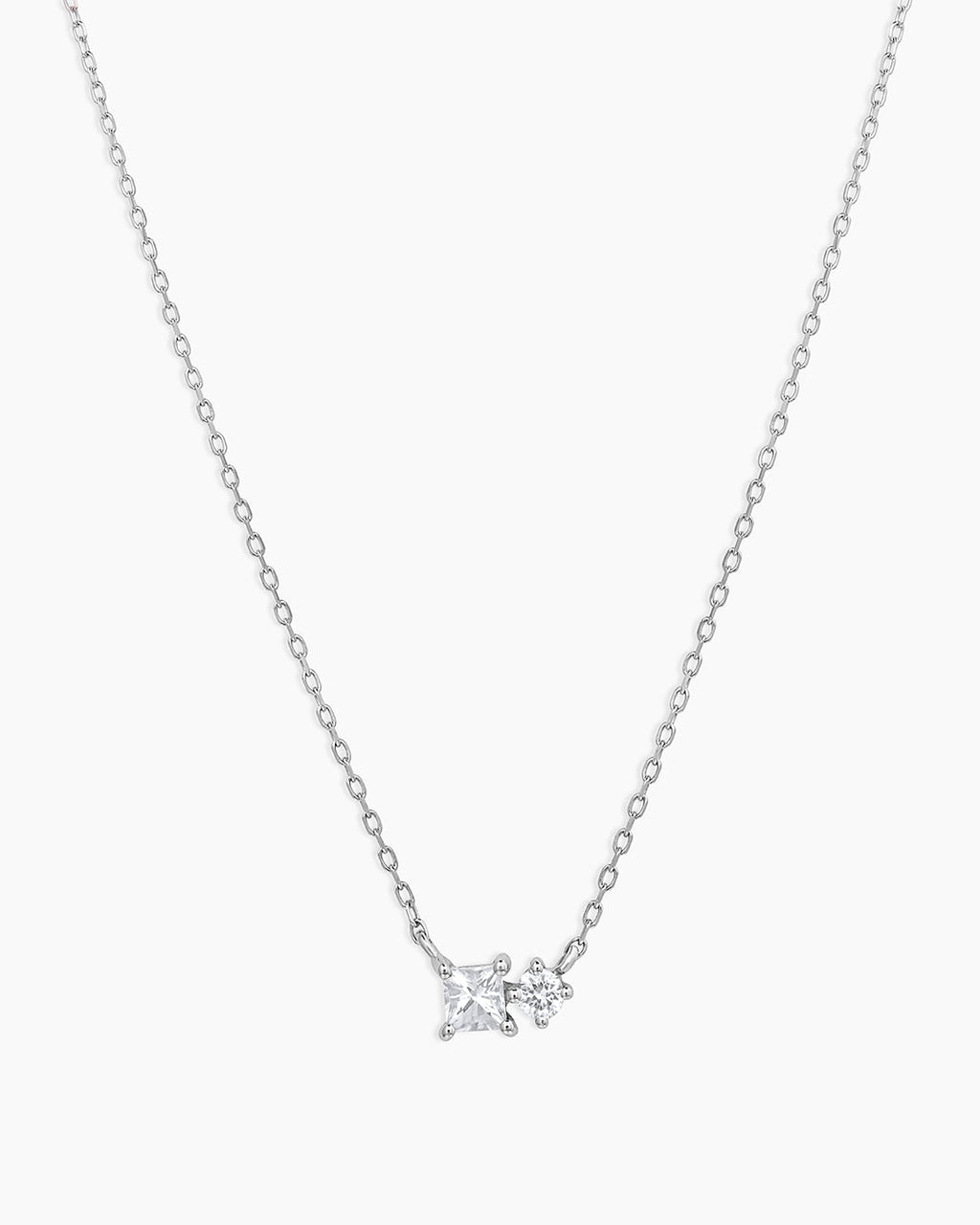 Diamond and White Sapphire Necklace || option::14K Solid White Gold